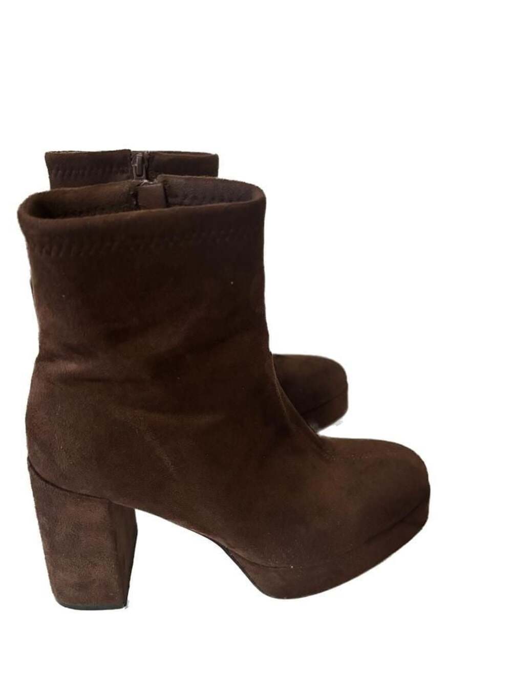 CUCCOO LuxiPop Women's Dark Brown Faux Suede Platform Ankle Boots
